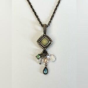 Lia Sophia Meltaway Multicolor Cut Crystals Pearl Metal Brass Necklace